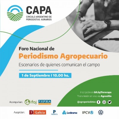 CAPA realizará el Foro Nacional de Periodismo Agropecuario, con modalidad virtual