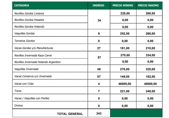 Precios sostenidos para la hacienda con destino a faena en Villa Elisa