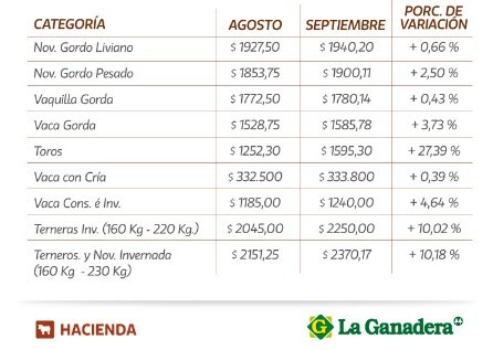 Valores positivos para todas las categorías en los remates de La Ganadera en septiembre